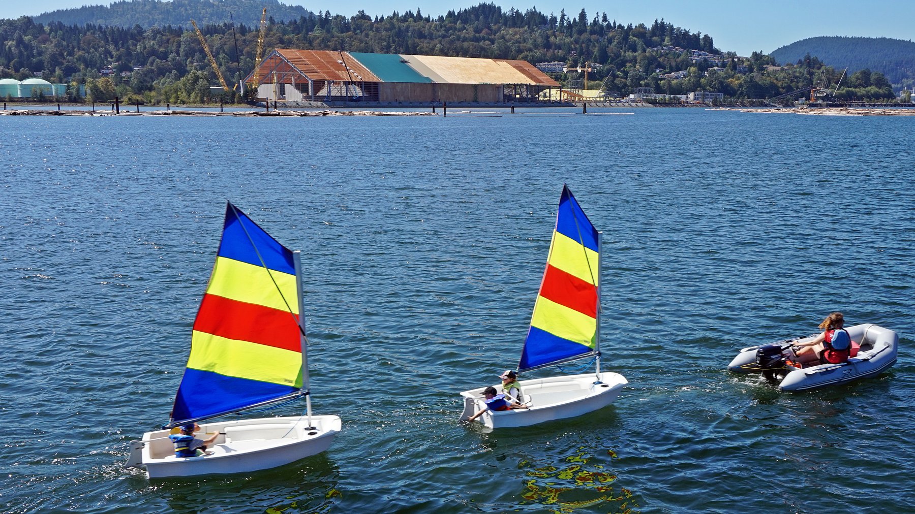Sailboats on Burrard Inlet in Port Moody, British Columbia